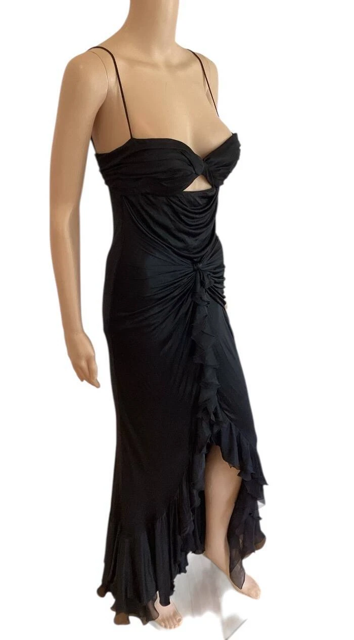 ABITO VERSACE VINTAGE SS 2004 RITAGLIATO BUSTIER APERTO DIETRO TAGLIA 42