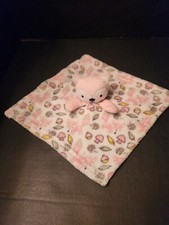 Le Bebe Favorite Pink Fox Lovey Security Blanket Plush Leaf Acorn Print Toy