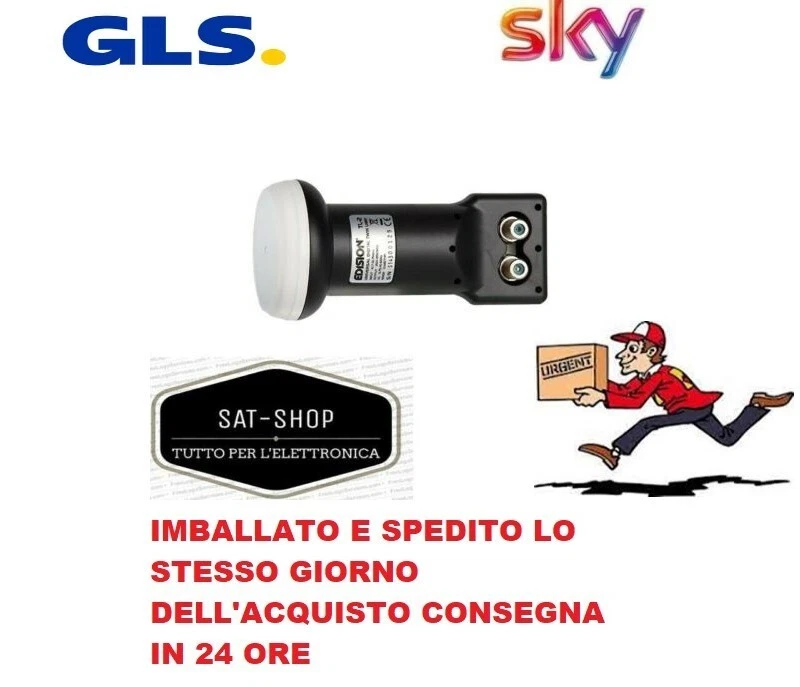 EDISION LNB 2 uscite parabola satellite SKY ITALIA HD 4 CONNETTORI F OMAGGIO - SAT SHOP