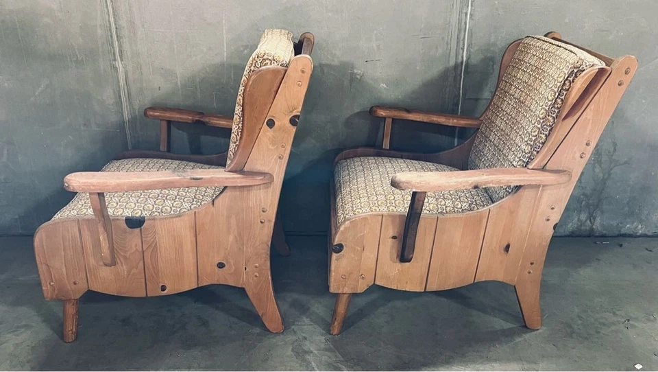 6 шт. MCM Habitant Bay City MI узловатые сосновые деревенские стулья столы и лампа - Изображение 3 из 4