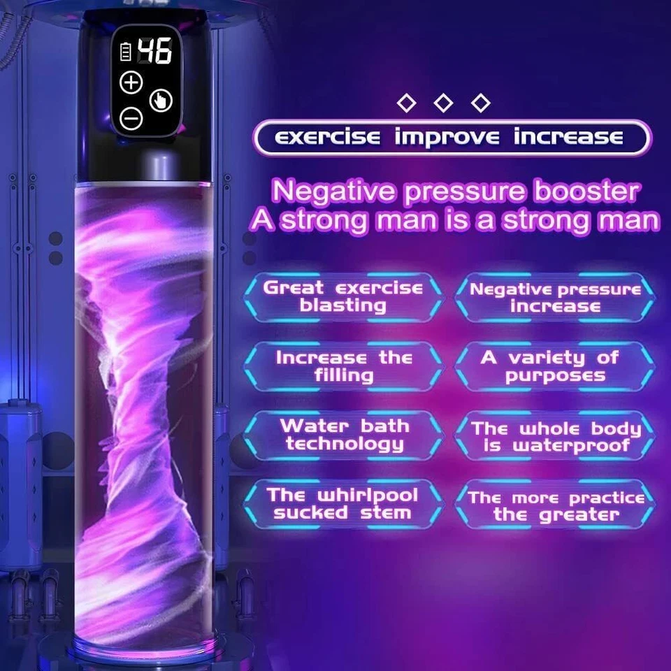 Vacuum Electric Penis Pump Digital Rechargeable Male Men Penis Enlarger Growth - Image 2 of 4
