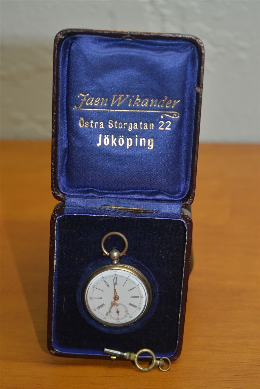 Antique Cylindre 10 Rubis .800 Silver Pocket Watch w/ Original Box & Key Working