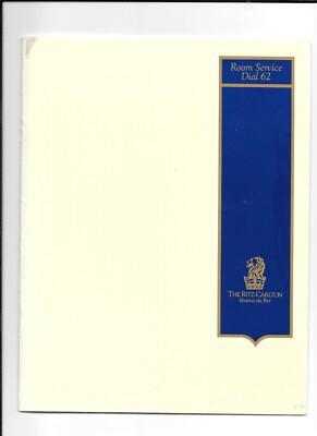 Vintage Menu RITZ CARLTON Marina del Rey Room Service | eBay