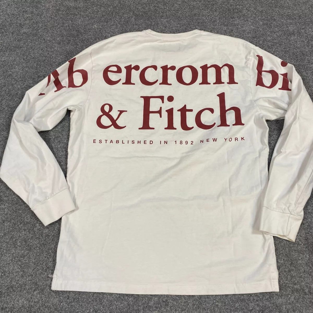 Abercrombie & Fitch T-shirt XL White Long SLeeve Spellout Vintage