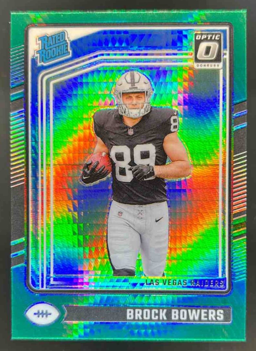 2024 Donruss Optic Brock Bowers Green Hyper Rated Rookie #215 Raiders