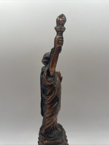 Vintage Metall Miniatur Gebäude Souvenir 9 1/2" Freiheitsstatue Bronze - Bild 5 von 11