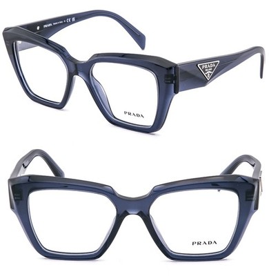 PRADA SYMBOLE PR09ZV Crystal Blue Triangle Logo Eyeglass Optical