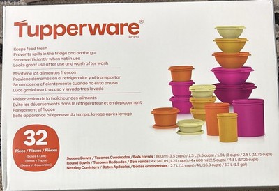 Tupperware Heritage Collection 32-piece Food Storage Container Set Orange - NEW