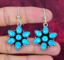 Sleeping Turquoise Gemstone Handmade 925 Sterling Silver Dainty Earrings Jewelry