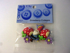 Dress It Up Strawberry Cottages Novelty Buttons & Embellishments Crafts Cards