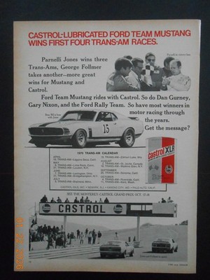 1970 Castrol XLR oil Ford Mustang Boss 302 AD Parnelli Jones Gurney Gary Nixon