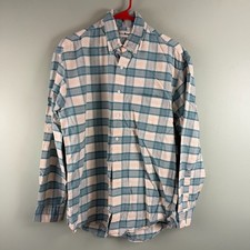LL Bean Green Yellow Plaid Button Up Shirt Mens M 100% Cotton USA Made 1995 90s