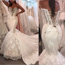 Mermaid Dresses Lace Applique Sweetheart Chapel Train Sleeveless Bridal Gowns