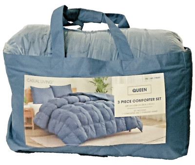 Casual Living Zuri Mega Puff 3-Pc Reversible Comforter Set, Queen Blue 90''x92''