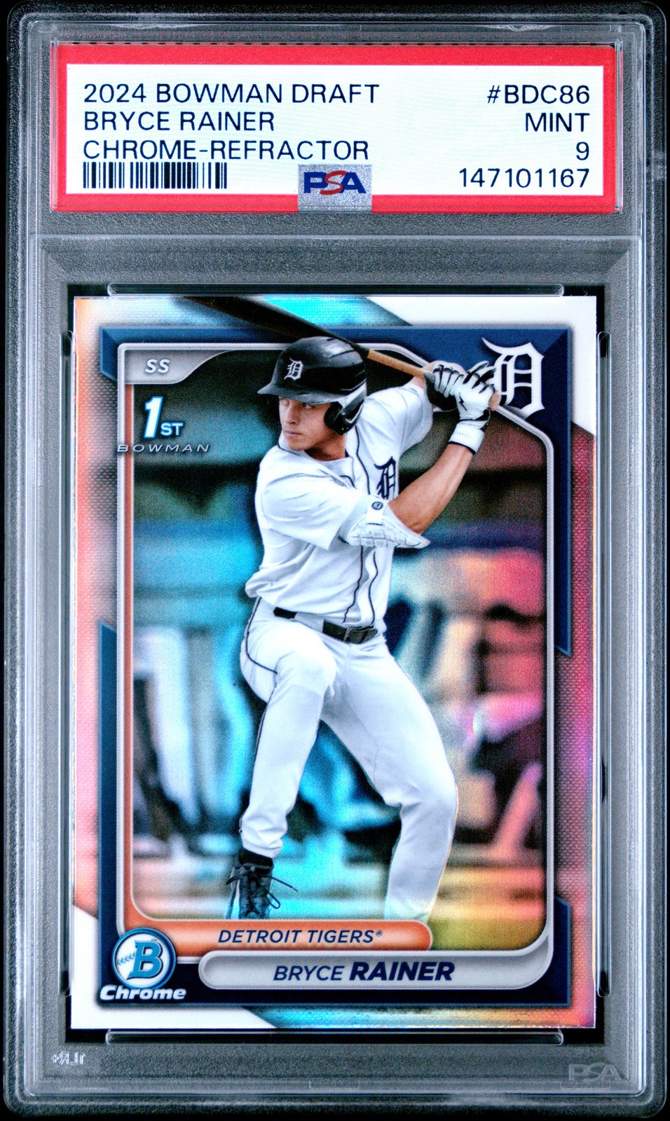 2024 BOWMAN DRAFT CHROME-REFRACTOR #BDC86 BRYCE RAINER PSA 9