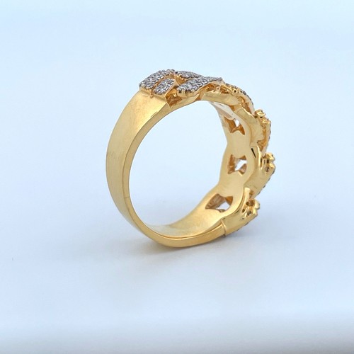 10K Gold Miami Cuban Link Ring with Natural Diamonds - Picture 3 of 3
