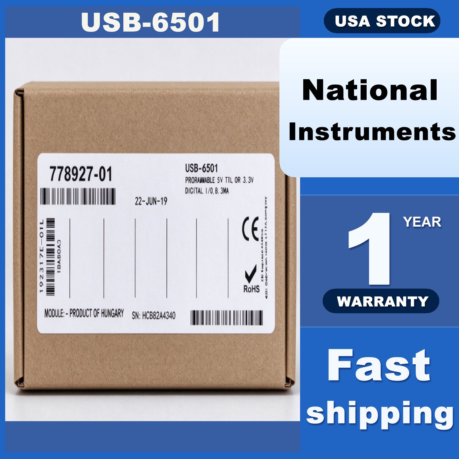 US Stock NI USB-6501 Line Card Ser Digital Lines DAQ 24 DIO USB Bus Power NEW