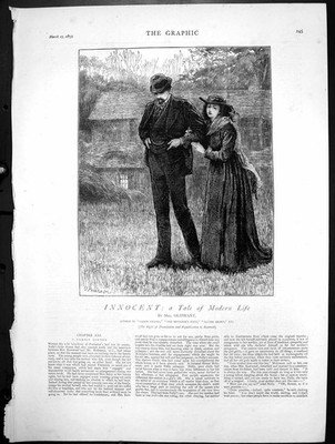 Antiker alter Druck unschuldige Geschichte modernes Leben H Paterson Paar Arm in Arm 1873