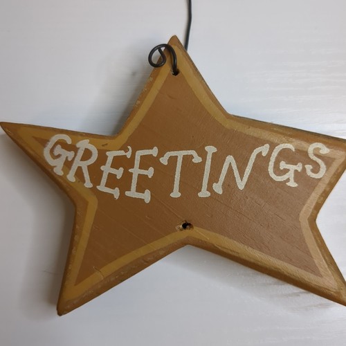 Primitivo adorno de saludos de estrellas de campo decoración para colgar en la pared - Imagen 2 de 2