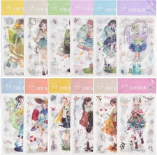 72 Sheets Cartoon Months Girl Scrapbooking Stickers - Washi Sticker Diary Statio