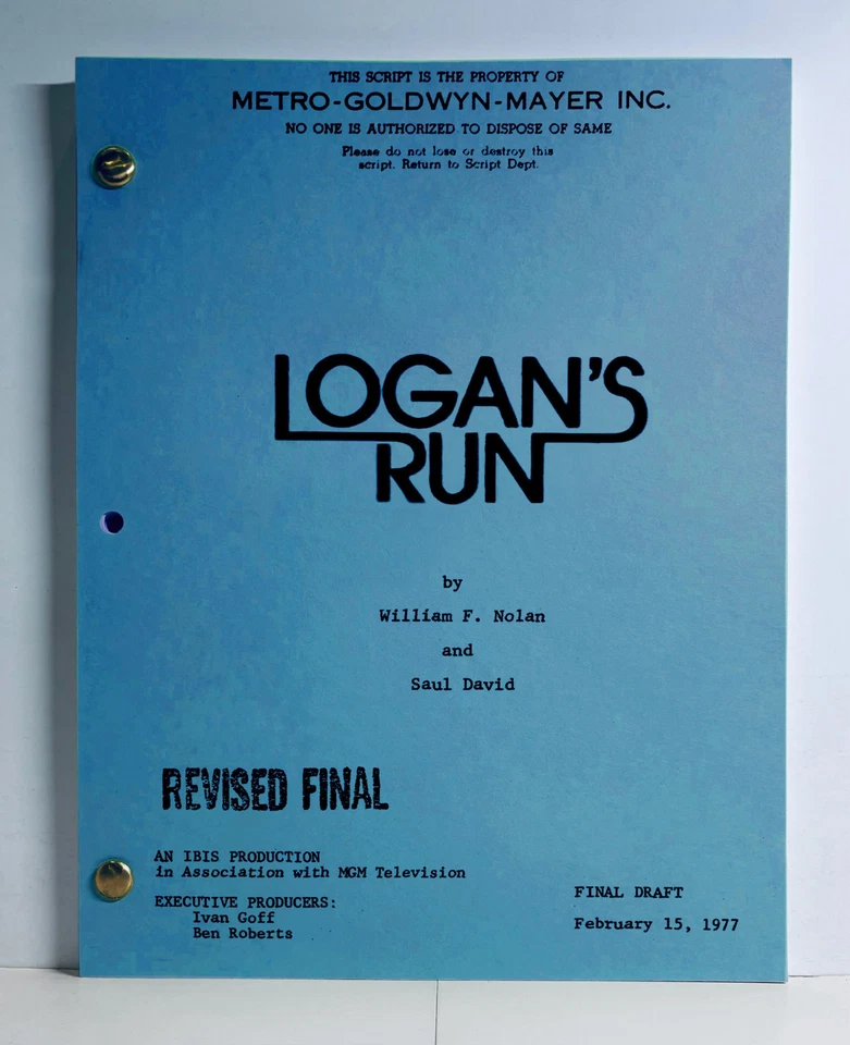Logan's Run Pilot TV Script (1977) Gregory Harrison Heather Menzies - Reimpresión Foto 2 de 4