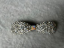 Clear white bow rhinestone hairclip hair barrette 3.5"