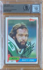 MARTY LYONS SIGNED W/JETS 1981 TOPPS ROOKIE CARD #238 BAS BGS AUTOGRAPH 10 AUTO. rookie card picture
