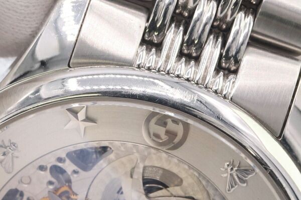 Gucci G-Timeless Men's Steel Skeleton Auto Watch Silver Used From Japan thumbnail 5