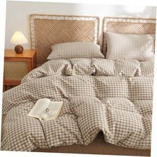 Gingham Duvet Cover Size 100 Washed Cotton Queen Brown Gingham No Comforter 