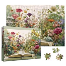 1000 Piece Beautiful Books Flower Garden Jigsaw Puzzle Colorful Library