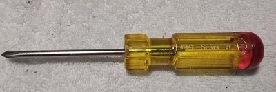 SEARS '' VINTAGE 41447BF #1×6-1/2'' LONG YELLOW RED TOP SCREWDRIVER HANDLE