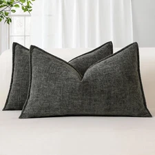 Pack of 2 Chenille Decorative Throw Pillow Covers 12x20 Inch Soft Lumbar Pillow