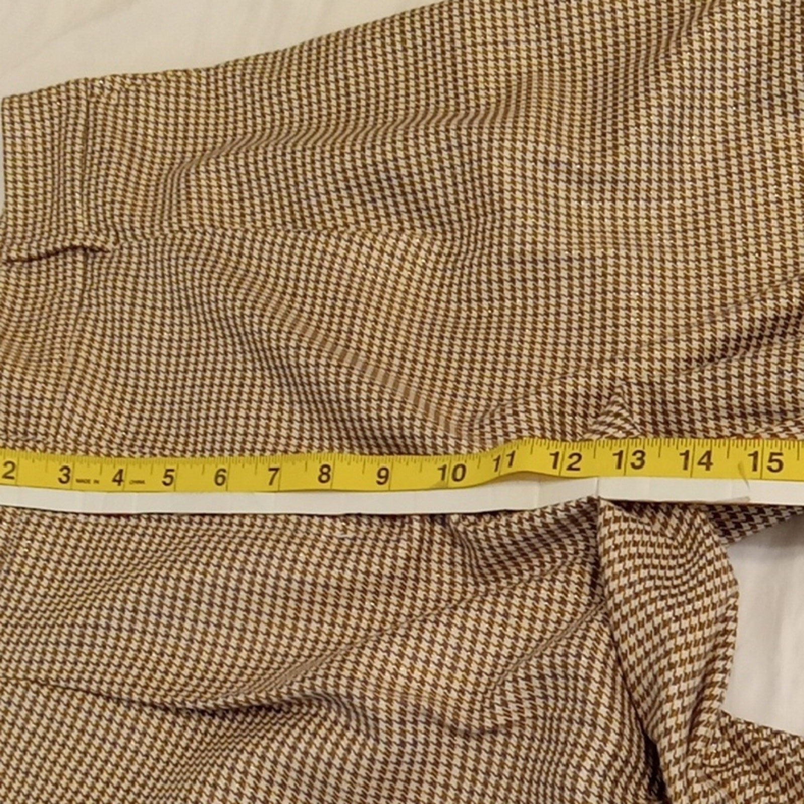 NWT Nine West Women's Size 16 Herringbone Checkered Tan Trousers. Office, Plus image 9