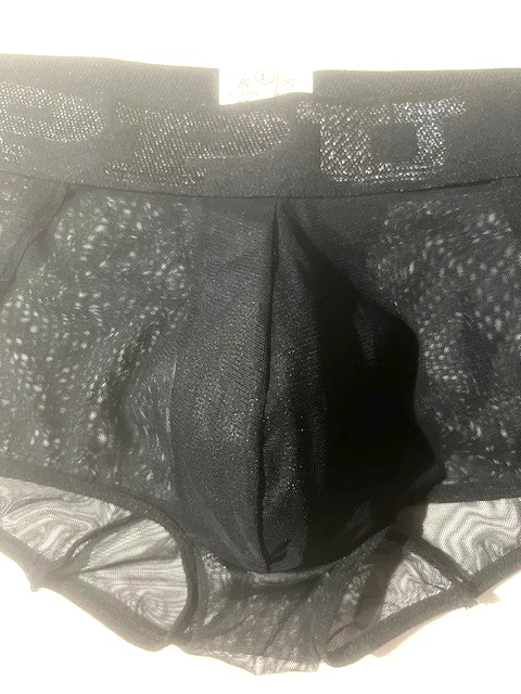 Nuevo PPU Hombres Negro Transparente Ver a Través Malla Deportiva Calzoncillo Ropa Interior talla L Foto 3 de 4