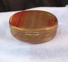 CARNELIAN AGATE STONE VICTORIAN ANTIQUE TRINKET JEWELLERY SNUFF BOX PILL POT