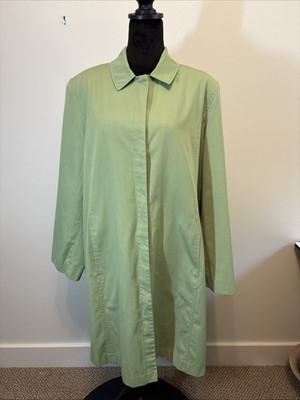 Jones NY Long  Lime Green  Raincoat Sz.LP Button Up Spring Summer Fall