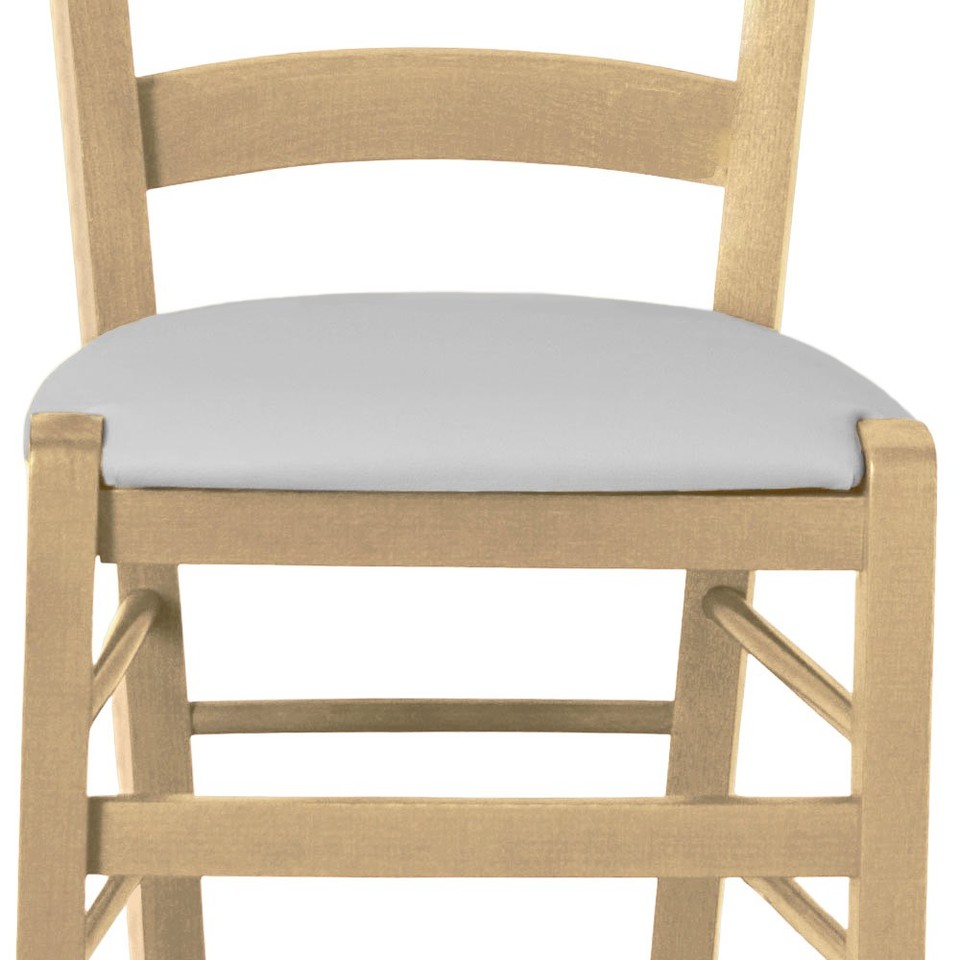 Chaise En Bois Venezia Naturel Avec Assise En Similicuir Gris Clair