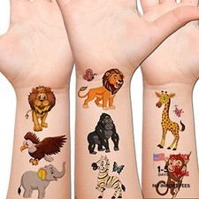 Glitter Animal Temporary Tattoos for Kids - 50 Styles Zoo Jungle Animal Fake