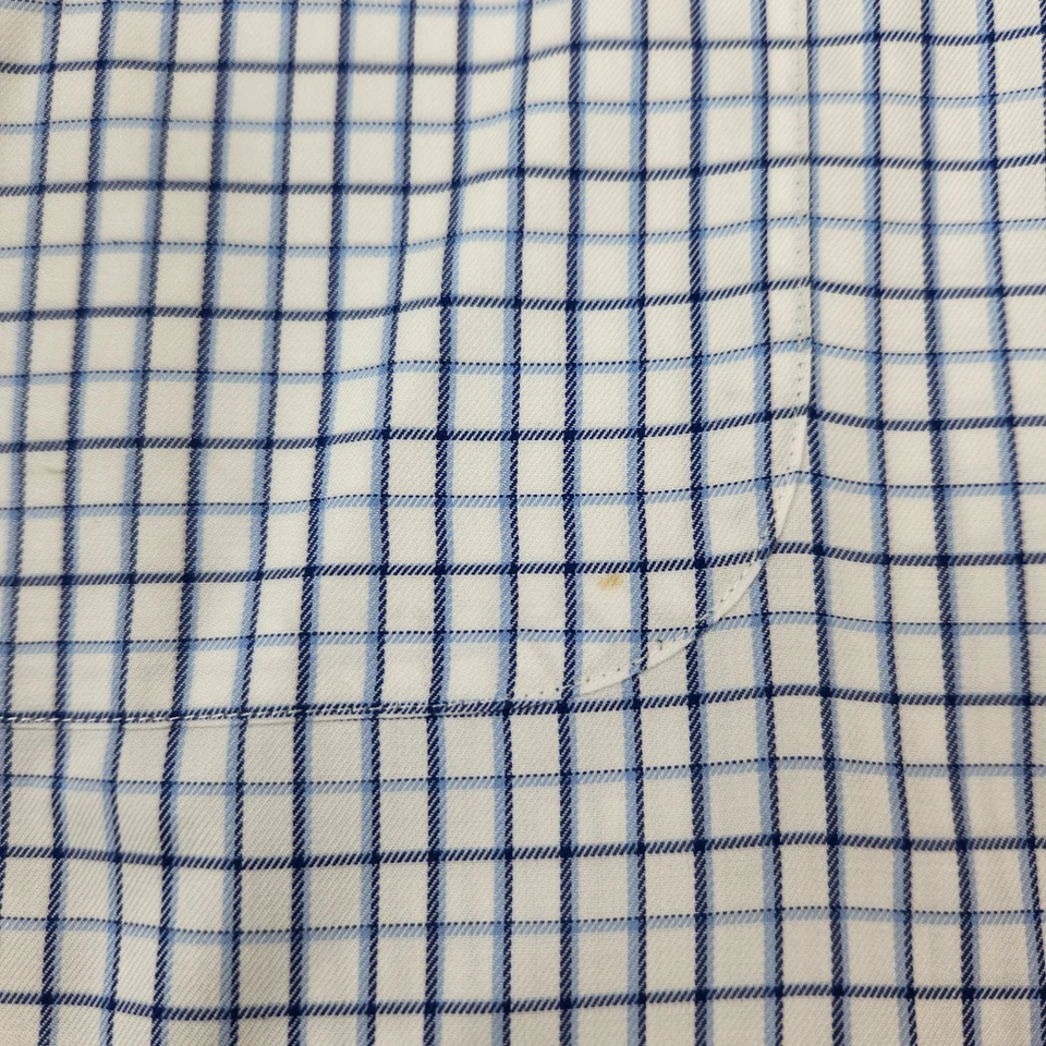Brooks Brothers Shirt Mens 15 - 33 Blue Plaid Button Up Non Iron Supima Cotton - Image 2 of 4