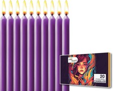 20 Purple Taper Candles, 4 Inch