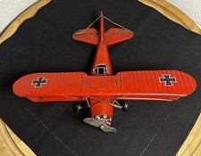 Vintage Red Baron WW1 Metal Bi-plane Military Aircraft Model Airplane