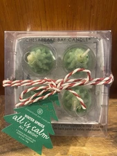Chesapeake Bay Scented Candle Blue Spruce 4 Pc Treetop Tea Lights  Vintage New