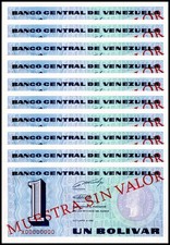 Venezuela 1 Bolivar, 1989, P-68s, UNC, SPECIMEN X 10 PCS