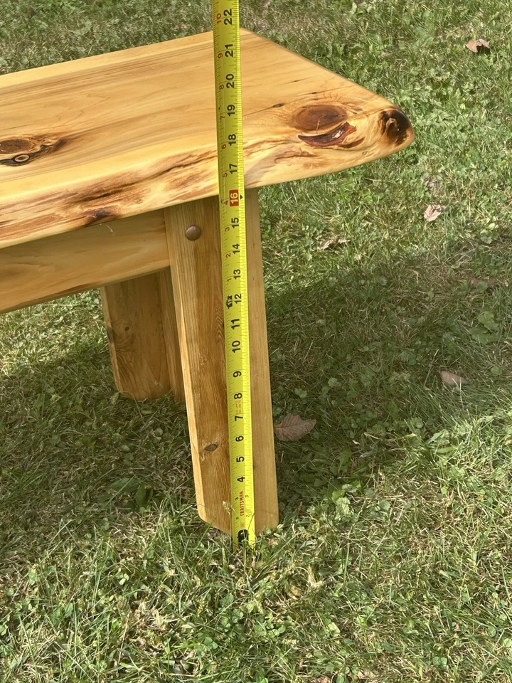 Mesa de centro 60x14 grueso borde vivo banco acabado ligero cedro blanco norte CTA Foto 3 de 4