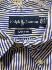 Ralph Lauren Classic Fit Men's Blue/White Striped Button-Down Shirt 17 32/33