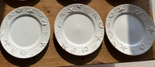 Set of 3 Thomson Pottery Cape Cod RUSTIC DINNER Plates Embossed Shells