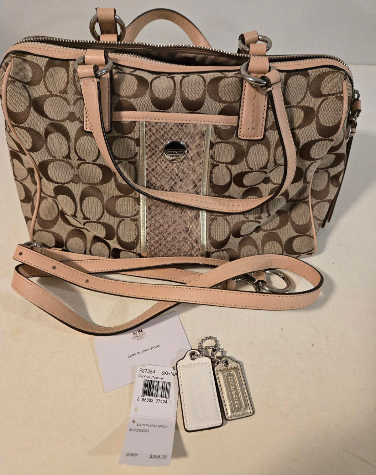 COACH Authentic Signature Stripe Python Stripe Sa… - image 2