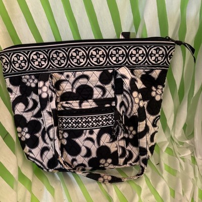 Vera Bradley Tote Bag | Black & White Floral Quilted | Women's | Zip Closure