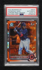 PSA/DNA 2022 Bowman Sapphire Chrome Prospects Orange 14/50 Jhonkensy Noel w5p