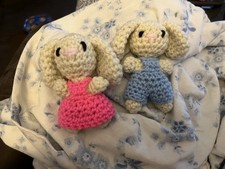 Handmade Mini Crochet Bunny Stuffed Animal Various Colors, Under 6 in 